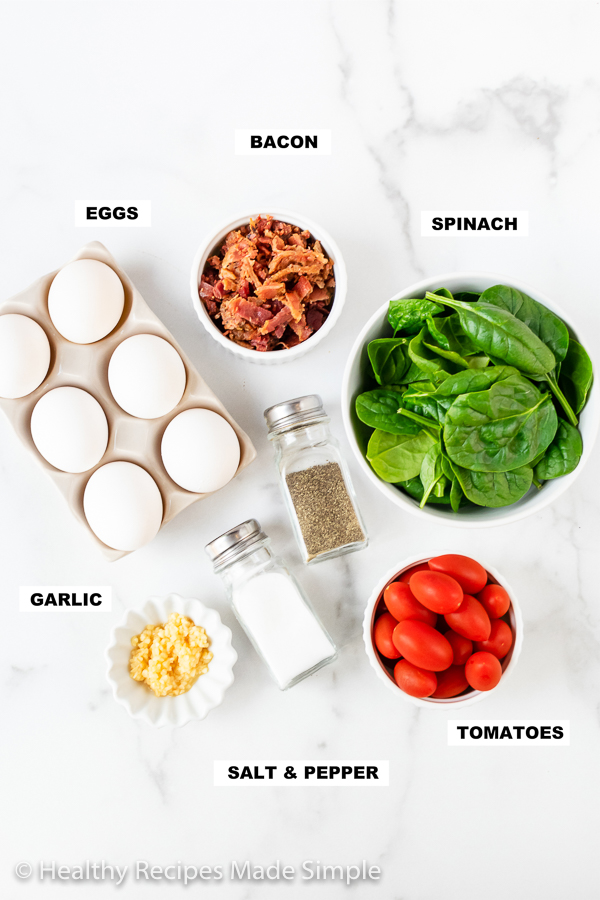 Overhead shot of the ingredients for Keto Egg Muffins.