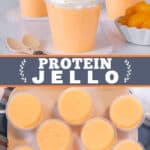 Two pictures of protein Jello collaged with a blue text box.