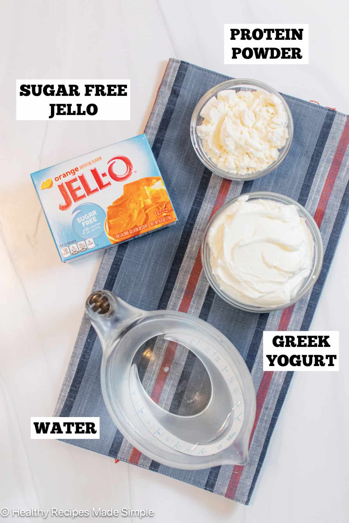 The three main ingredients needed to make an easy protein dessert.